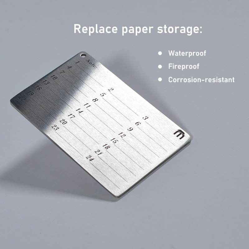 Crypto Seed Phrase Storage - Stainless Steel Metal Wallet - Store Up To 24  Words